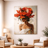 Elegant Woman with Floral Hat Canvas Wall Art