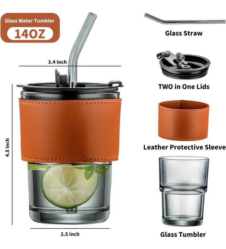 Personalized Leather glass tumbler - Memories InsiteLEATHER GLASS TUMBLER
