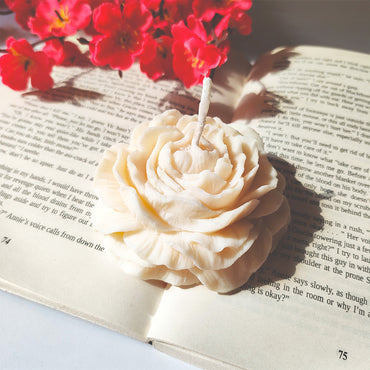 set of 3 Decorative Rose Flower Candles (White, Yellow & Green) – Perfect for Home Décor & Gifting