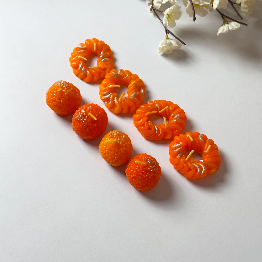 Laddu & Imarti Festive Decorative Candles – Set of 8
