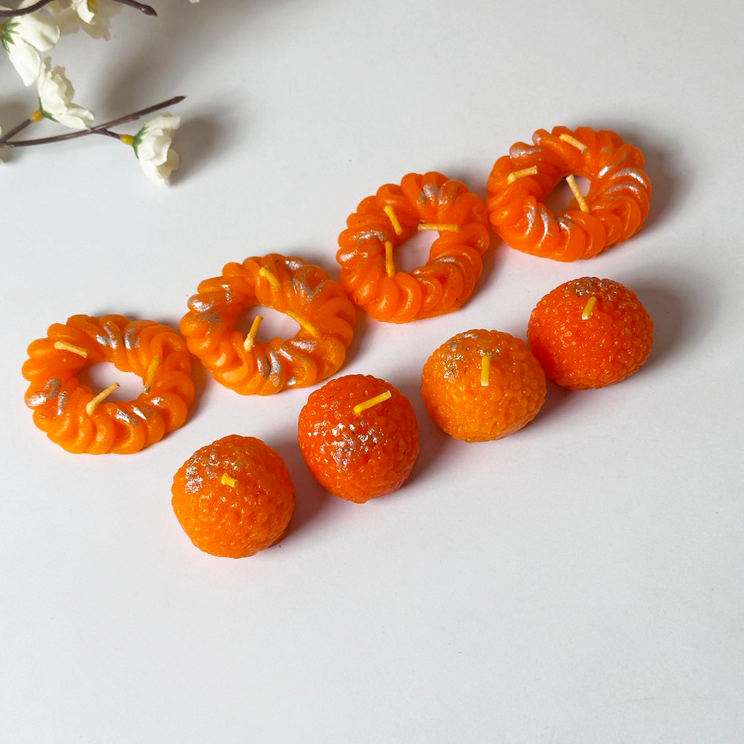 Laddu & Imarti Festive Decorative Candles – Set of 8