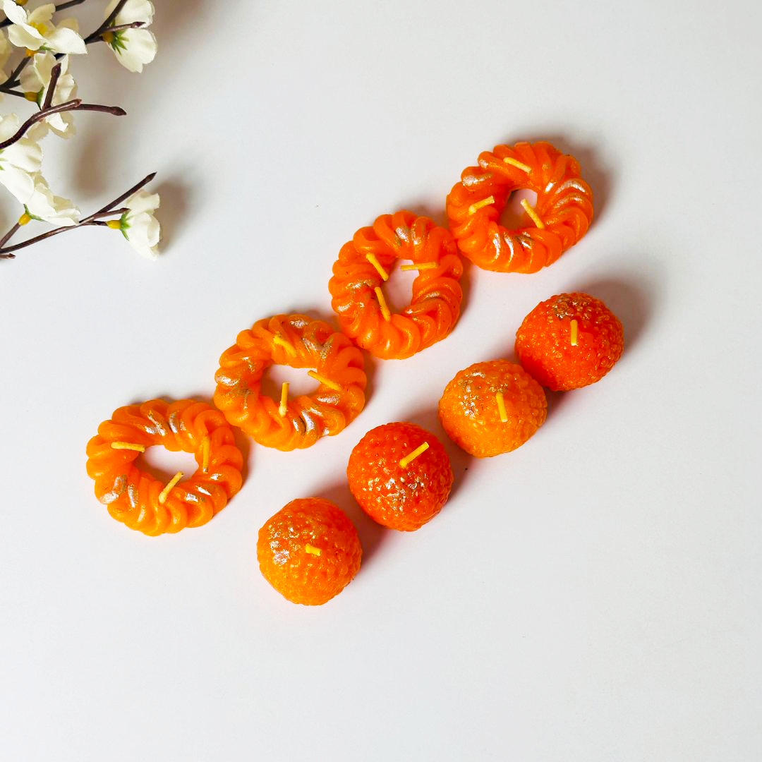 Laddu & Imarti Festive Decorative Candles – Set of 8
