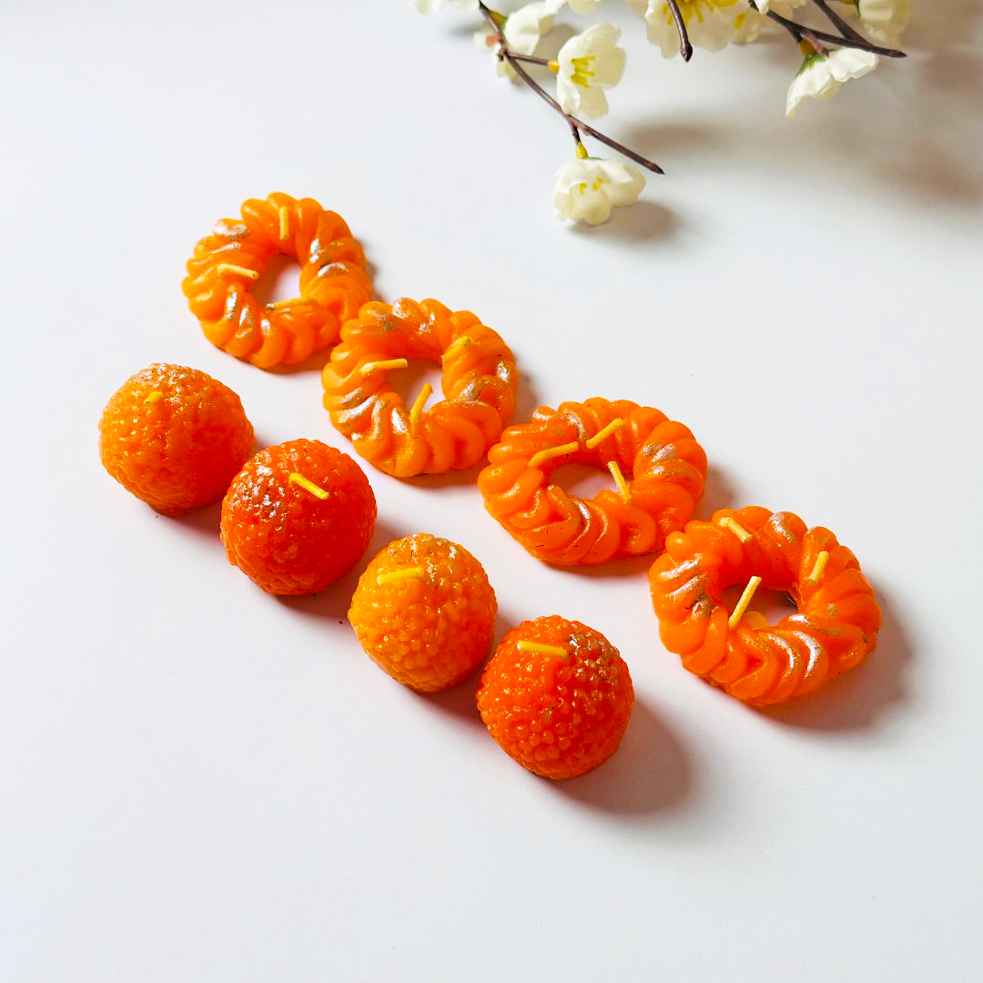 Laddu & Imarti Festive Decorative Candles – Set of 8