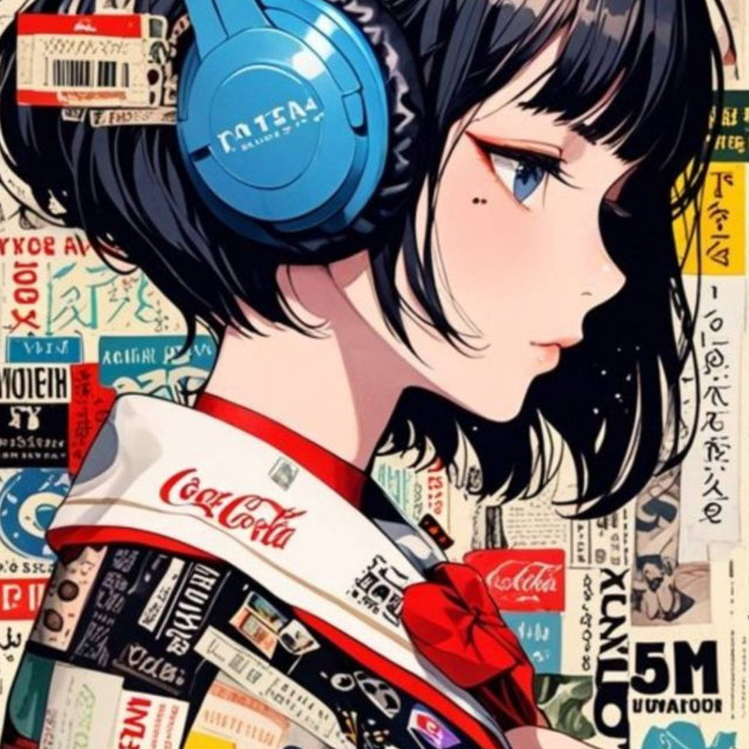 Anime Girl with Headphones Canvas Wall Art - Memories Insite