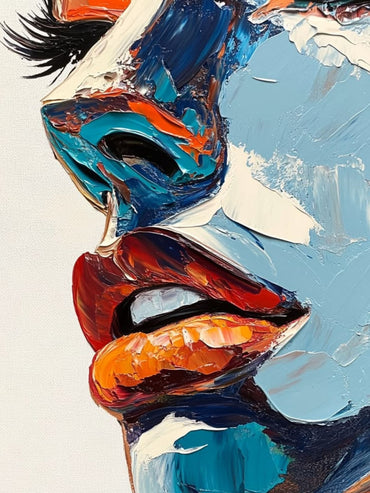 Abstract Face Canvas Painting – Modern Colorful Portrait Wall Art