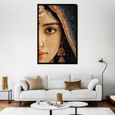 Traditional Indian Woman Portrait Canvas Wall Art