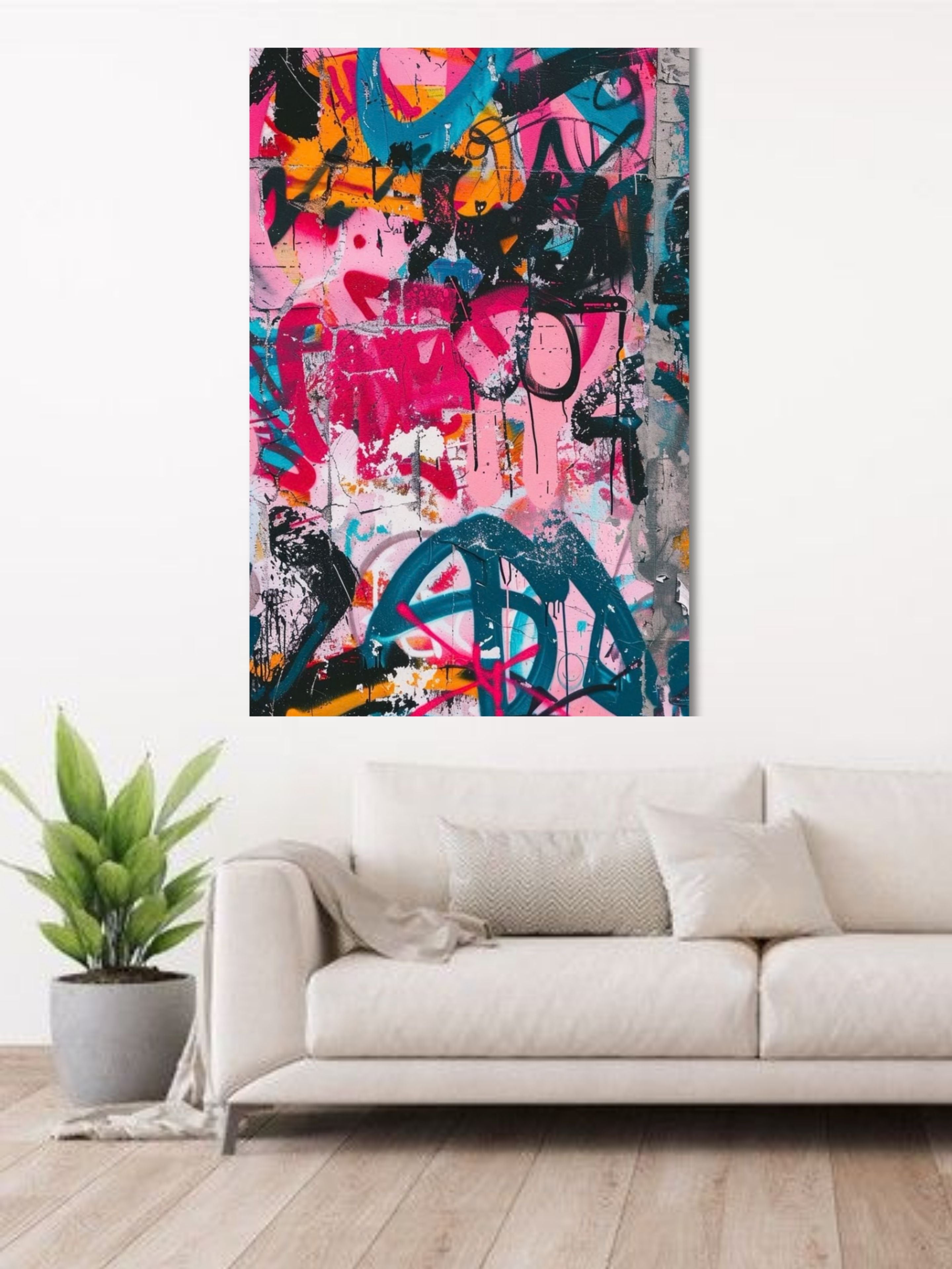 Abstract Graffiti Wall Art Canvas Painting for Living Room | Colorful ...
