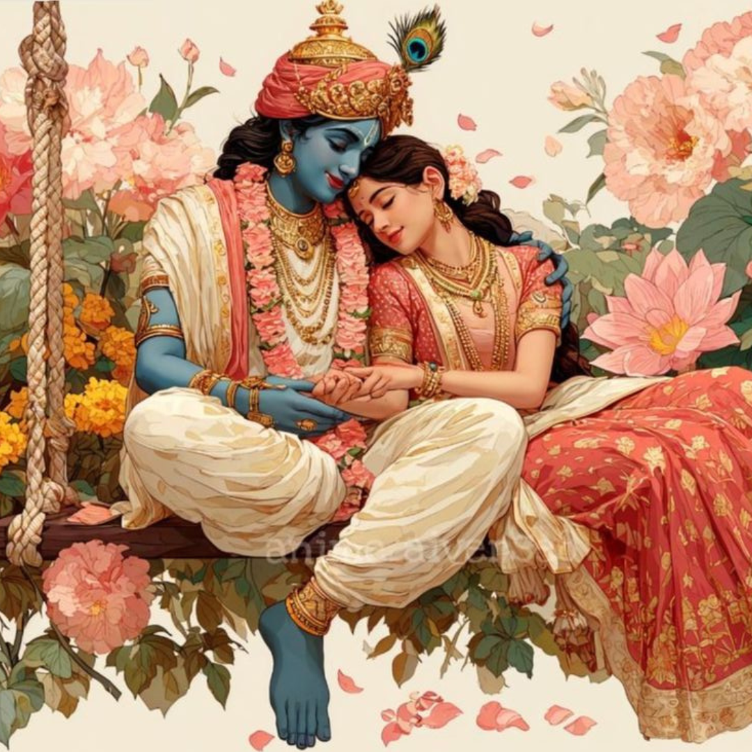 Radha Krishna Jhula Canvas Wall Art - Memories InsiteRADHA KRISHNA JHULA FRAME -STRECHED