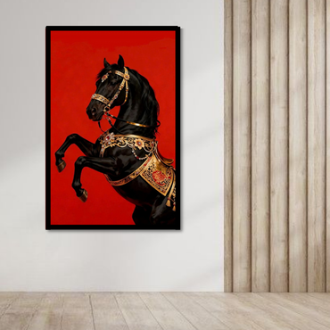 Black Royal Horse Canvas Wall Art