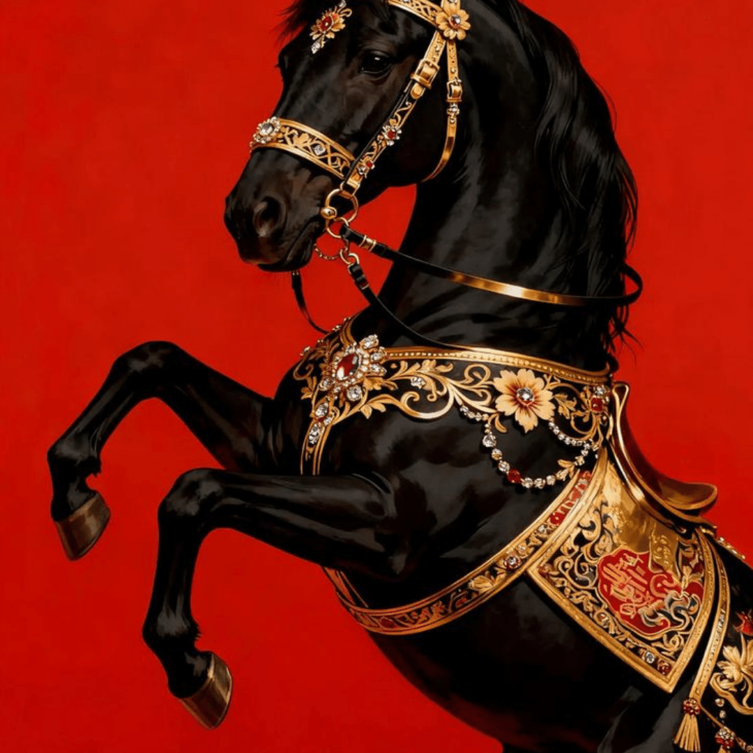 Black Royal Horse Canvas Wall Art - Memories InsiteBLACK ROYAL HORSE FRAME CANVAS -STRECHED