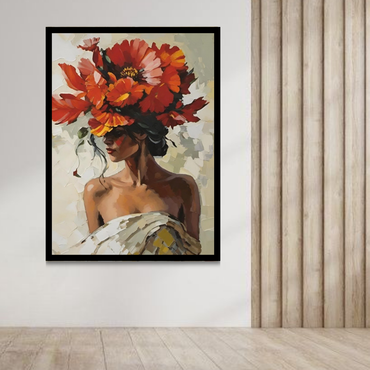 Elegant Woman with Floral Hat Canvas Wall Art