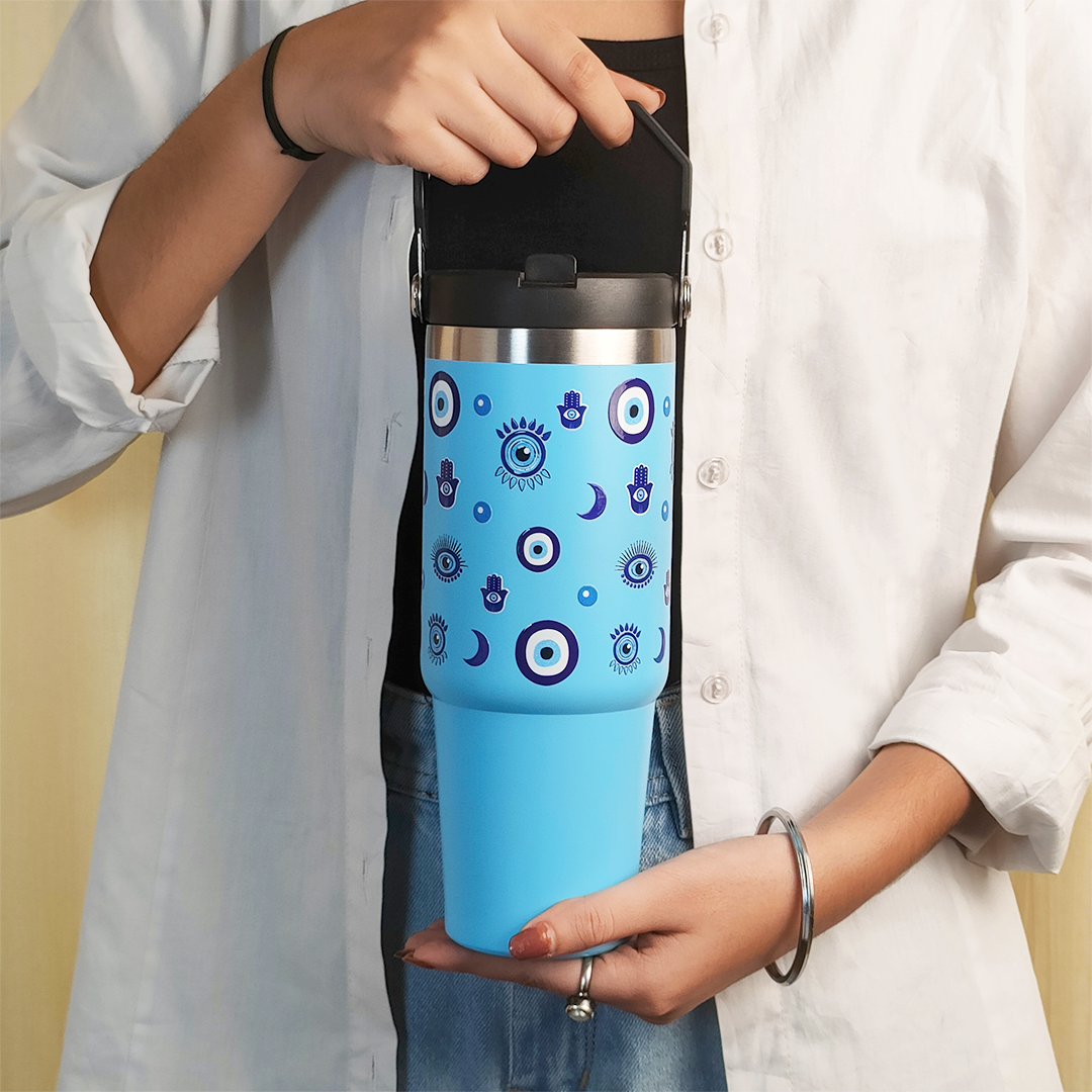 Evil Eye Protection with Hamsa Hands Insulated Tumbler