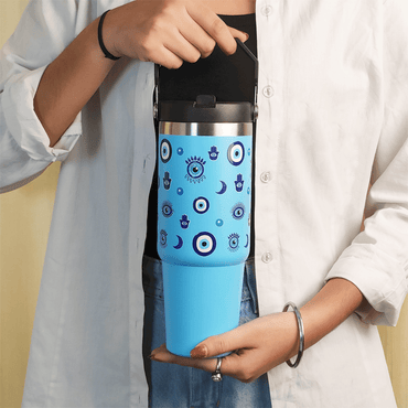 Evil Eye Protection with Hamsa Hands Insulated Tumbler - Memories InsiteHAMSA HAND BLUE TUMBLER