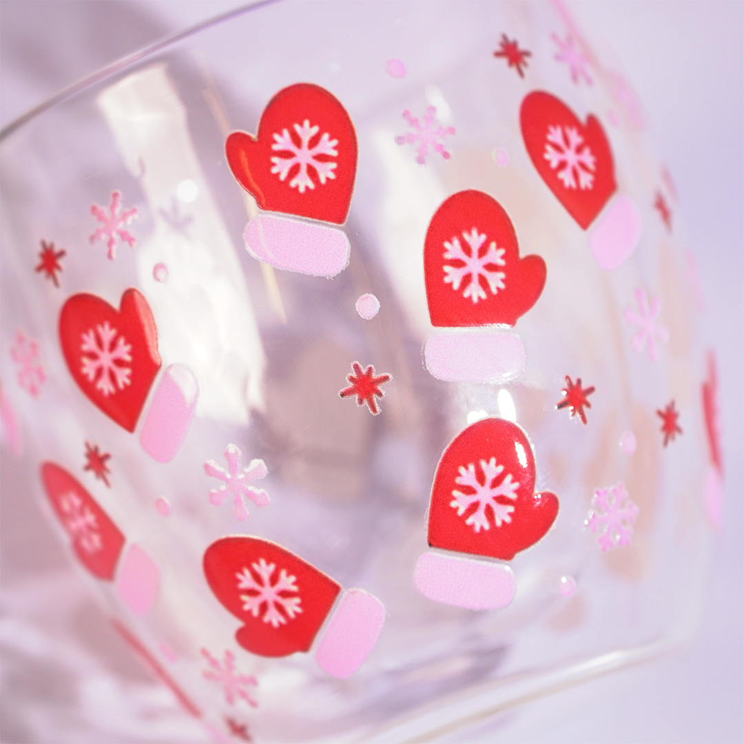 Set-2 Christmas Gloves -Double Wall Glass Mug