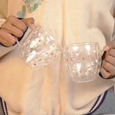 Set-2 Santa with Minis -Double Wall Glass Mug - Memories Insite
