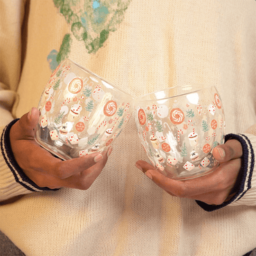 Set-2 Candy Cane & Christmas Treats -Double Wall Glass Mug - Memories Insite