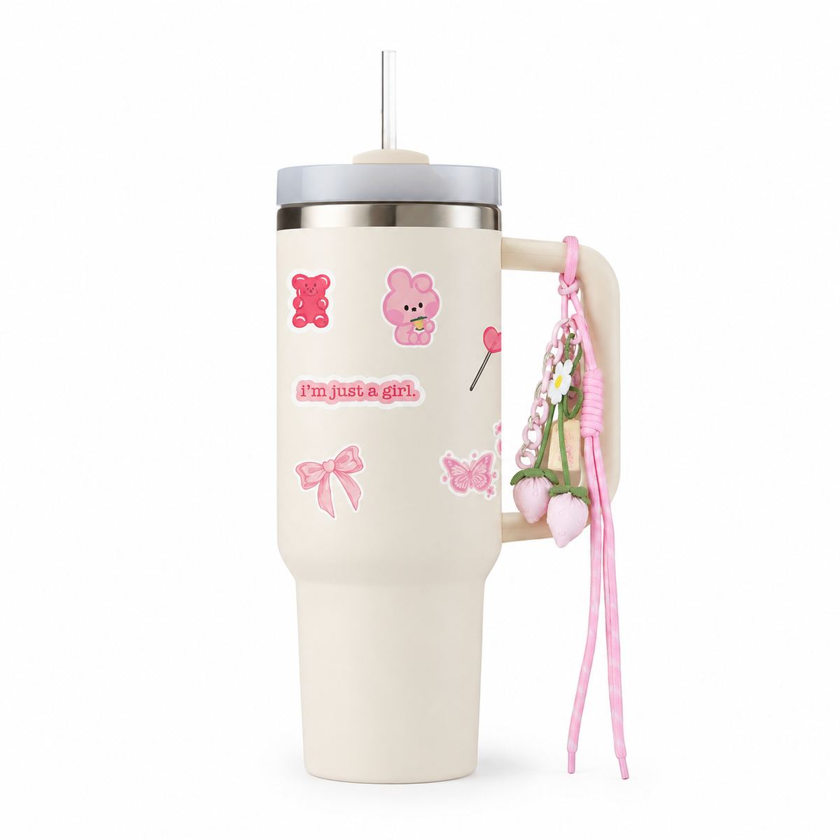 AestheticWrap⢠Tumbler with Straw & Lid in white