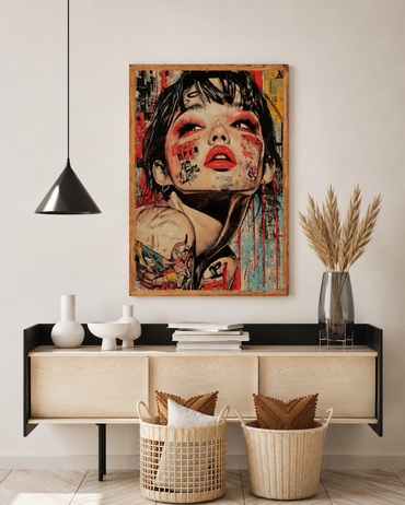 Abstract Woman Portrait Graffiti Canvas Wall Art