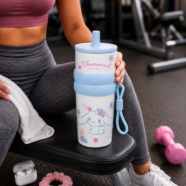 Cinnamoroll Floral Stainless Steel Insulated Tumbler with Straw & Carry Loop
