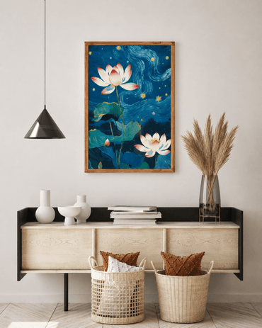 Lotus Night Serenity Canvas Wall Art Painting - Memories InsiteLOTUS NIGHT SENERITY CANVAS - STRECHED