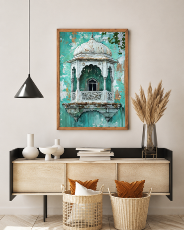 Vintage Jharokha Window Canvas Wall Art