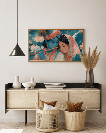 Radha Krishna Canvas Wall Art - Memories InsiteRADHA KRISHNA WALL FRAME - STRECHED