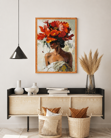 Elegant Woman with Floral Hat Canvas Wall Art