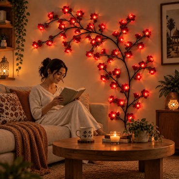 MEMORIES INSITE® RED ROSE TREE BRANCH WALL LIGHT
