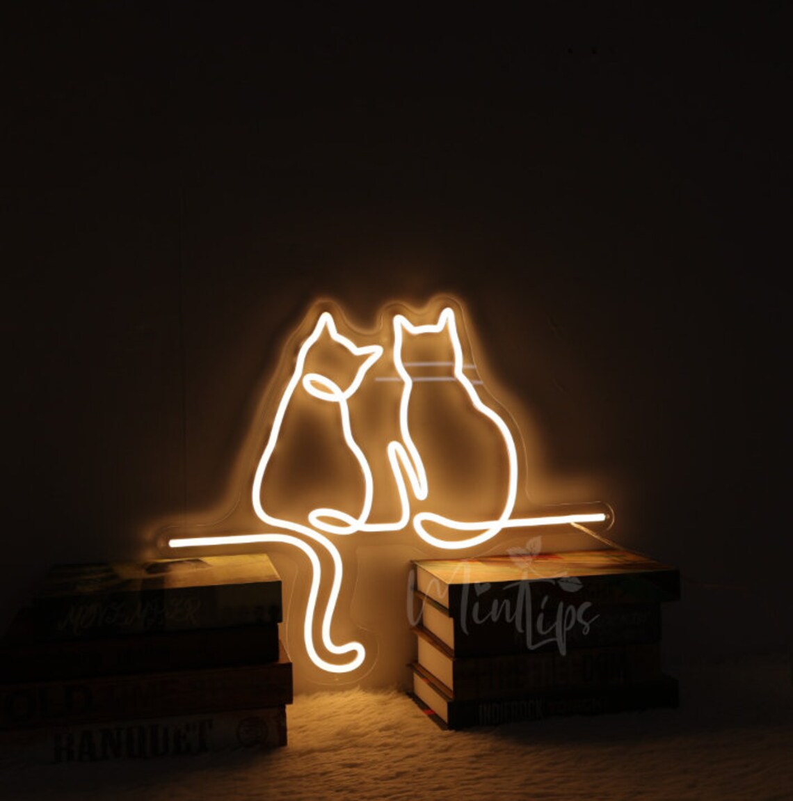Romantic Cat Neon LED Light – Cozy Wall Décor for Bedroom, Living Room & Café