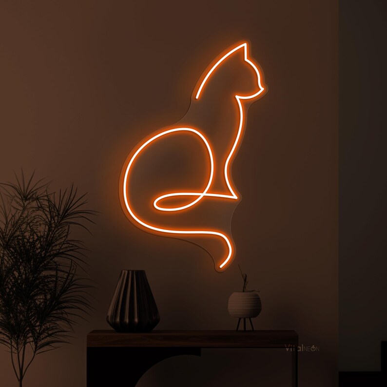Cat Silhouette Neon Wall Light – Modern LED Glow for Home & Room Décor