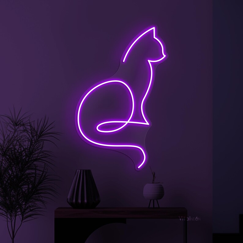 Cat Silhouette Neon Wall Light – Modern LED Glow for Home & Room Décor