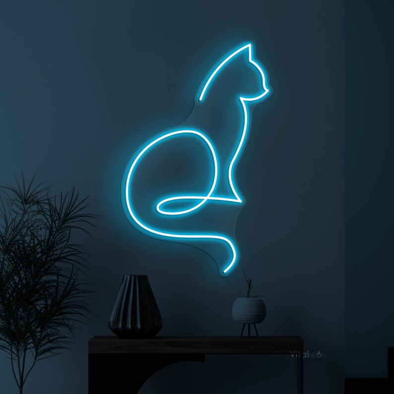 Cat Silhouette Neon Wall Light – Modern LED Glow for Home & Room Décor