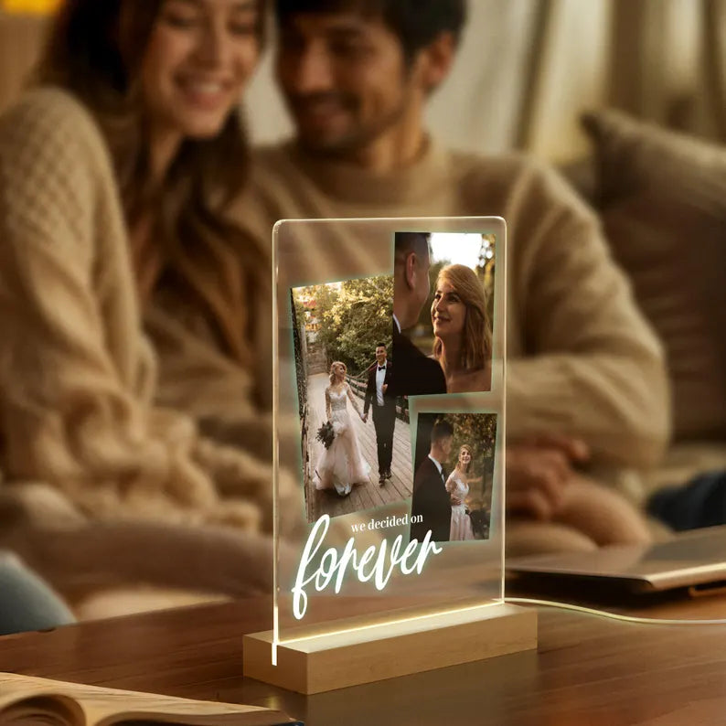 ✨ Personalized Wedding LED Frame – “We Decided on Forever” Keepsake ✨