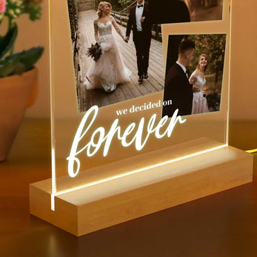 ✨ Personalized Wedding LED Frame – “We Decided on Forever” Keepsake ✨