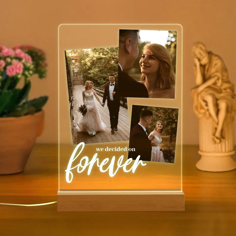 ✨ Personalized Wedding LED Frame – “We Decided on Forever” Keepsake ✨