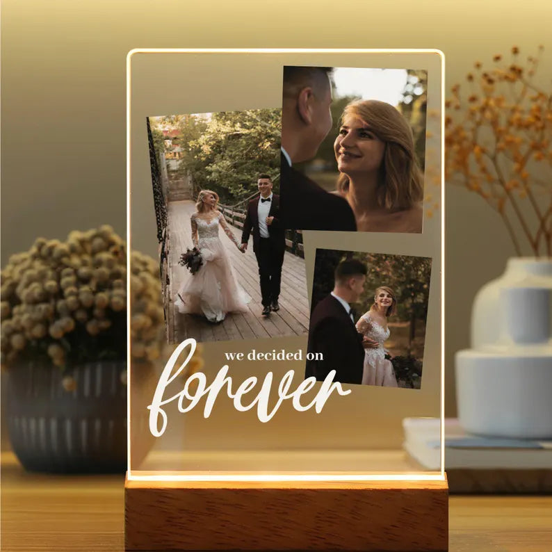 ✨ Personalized Wedding LED Frame – “We Decided on Forever” Keepsake ✨