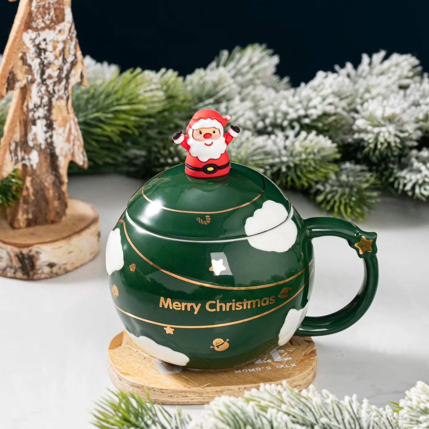 Santa Surprise Christmas Mug with Lid & Spoon (Random Color)