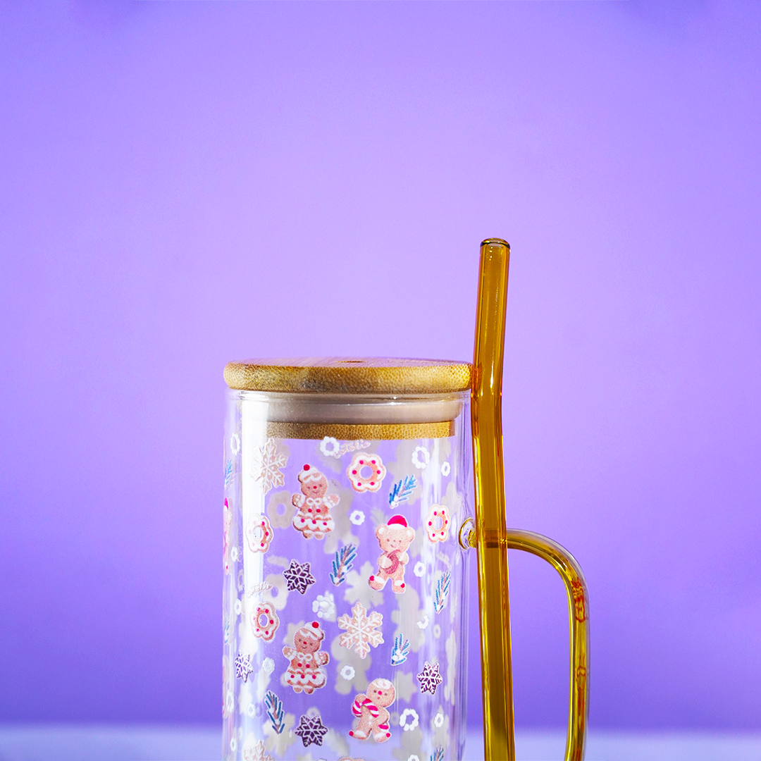 Set of 2 Bloom & Cheer Glass Tumblers – Where Everyday Elegance Meets Festive Joy