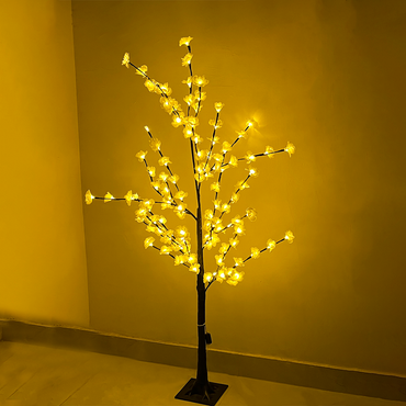 5 Feet White LED Cherry Blossom Tree Light – 120 LED Decorative Standing Lamp