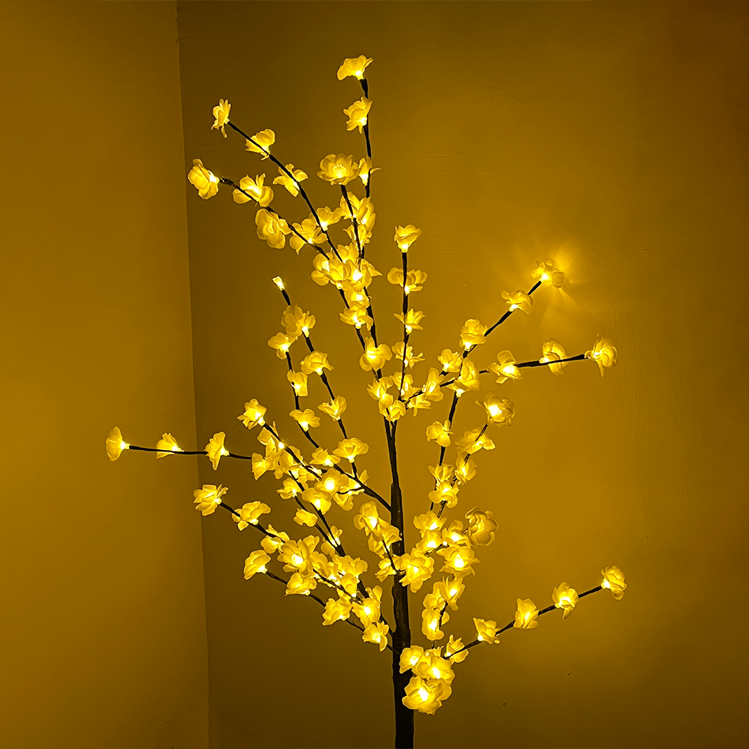 5 Feet White LED Cherry Blossom Tree Light – 120 LED Decorative Standing Lamp