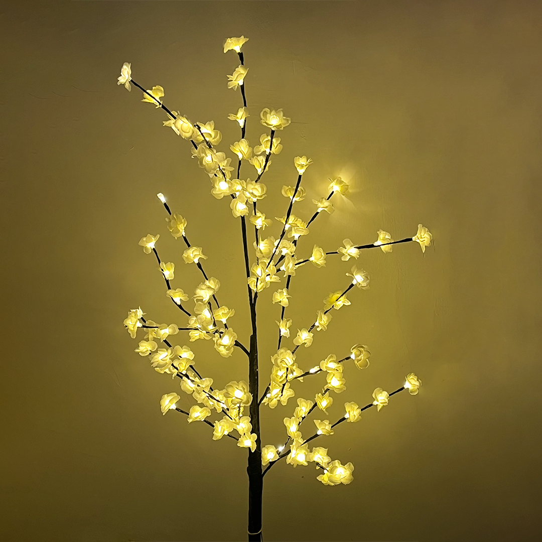 5 Feet White LED Cherry Blossom Tree Light – 120 LED Decorative Standing Lamp
