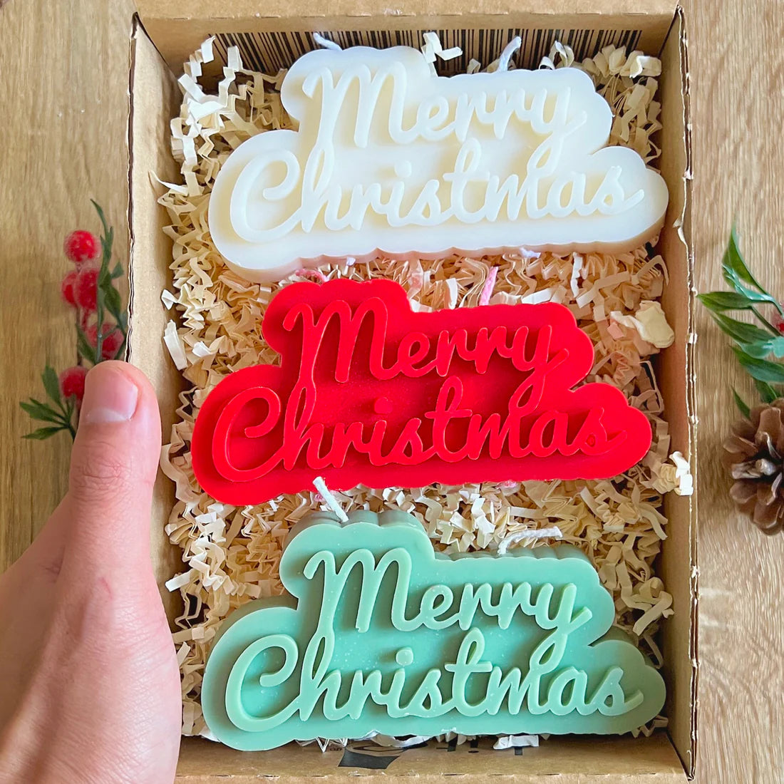 Merry Christmas Candle - Xmas Decoration Candles - Letter Candle ( PACK OF 3 )