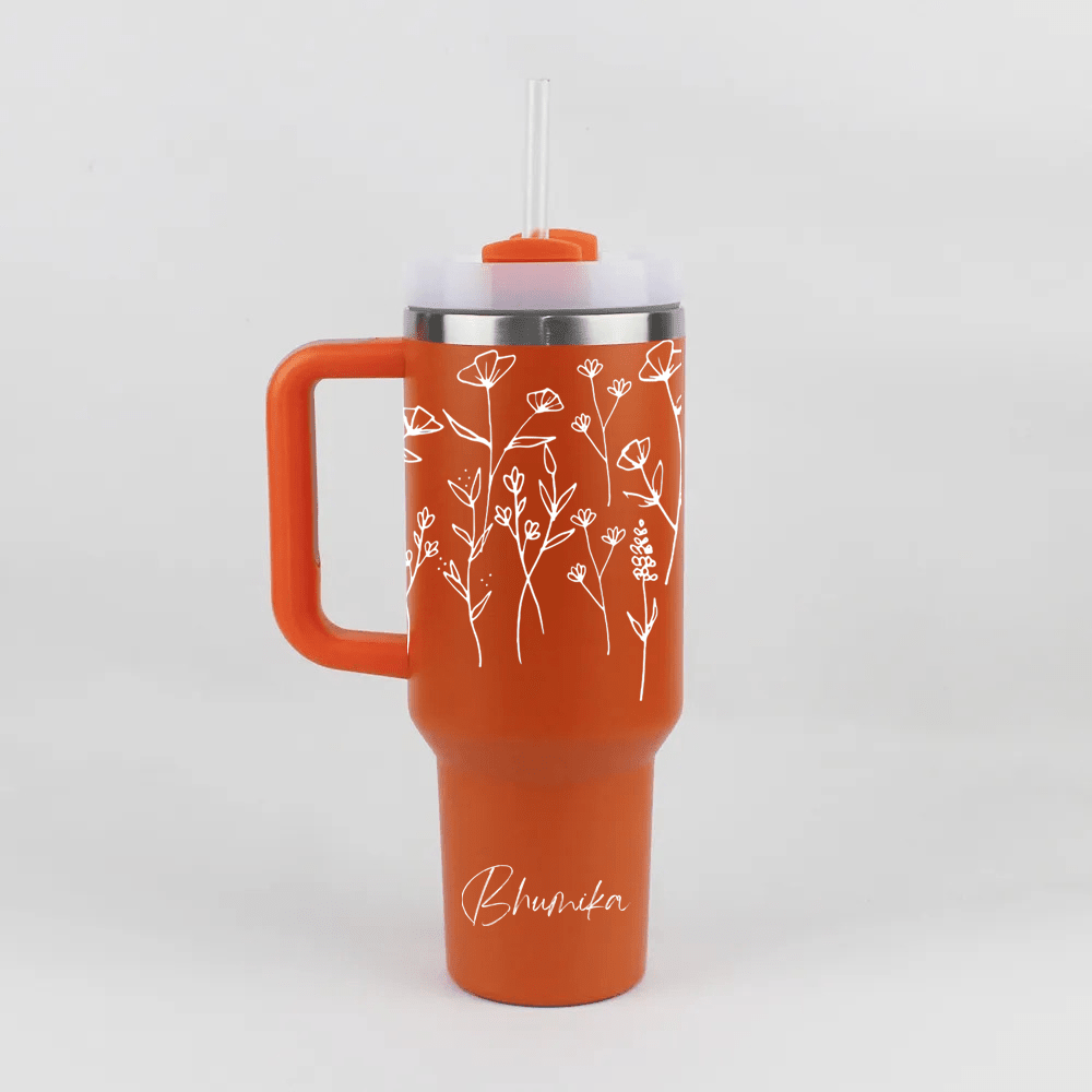 Personalized FleurFlow™ Tumbler with Straw & Lid - Memories Insite