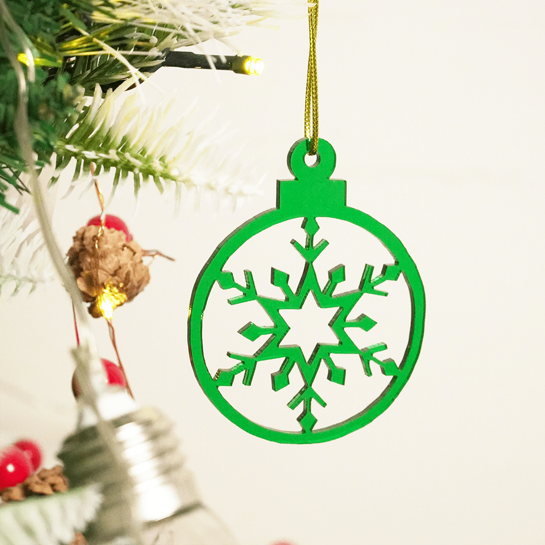 Green Snowflake Christmas Hanging Ornaments – Set of 2 - Memories InsiteSet of 2