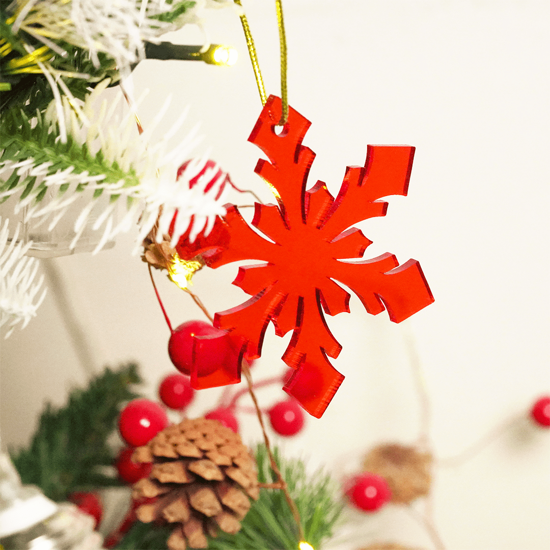 Red Snowflake Christmas Tree Hanging Ornaments - Set of 2 - Memories InsiteSet-2