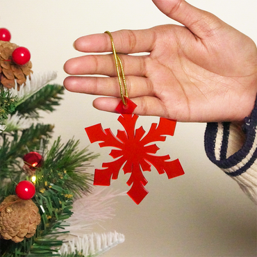 Red Snowflake Christmas Tree Hanging Ornaments - Set of 6