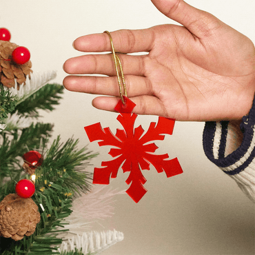 Red Snowflake Christmas Tree Hanging Ornaments - Set of 2 - Memories InsiteSet-2