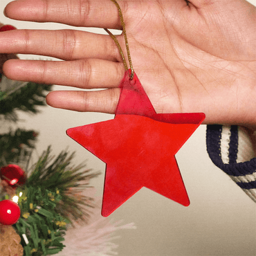 Red Star designed Christmas Decoration Ornaments- Set of 2 - Memories InsiteSet of 2