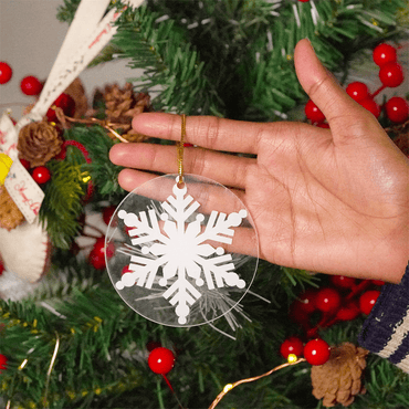 Set of 2 Acrylic Snowflake Ornaments – Elegant Frosted Christmas Décor - Memories InsiteACRYLIC SNOWFLAKE ORNAMENT SET OF-2