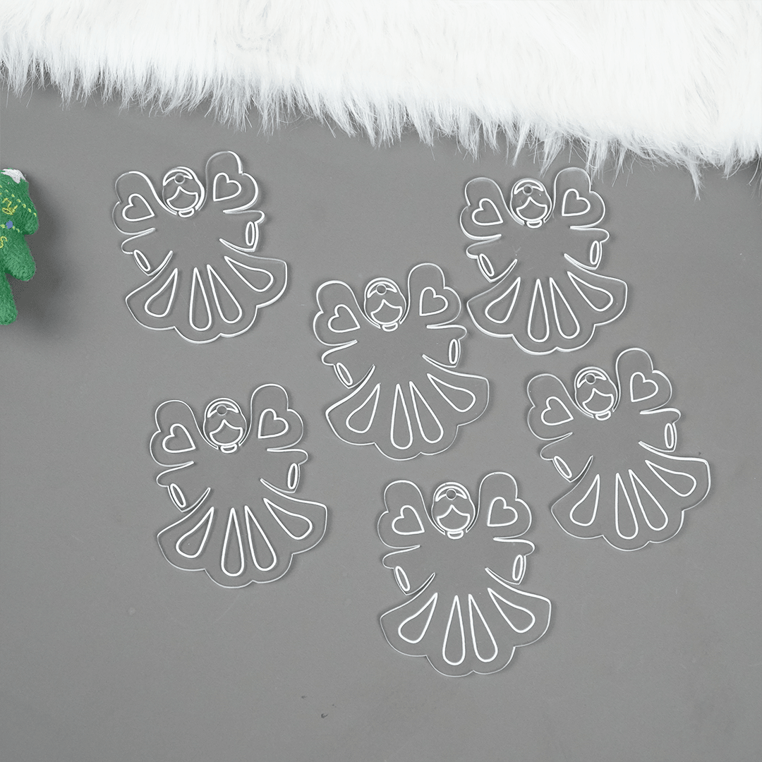Set of 2 Acrylic Angel Doll Ornaments – Elegant Clear Christmas Decorations - Memories InsiteACRYLIC ANGEL DOLL ORNAMENT SET OF 2